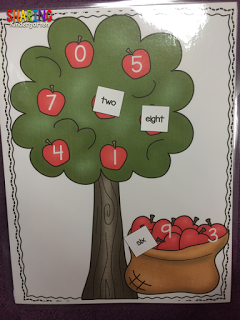 number sense mats with an apple theme