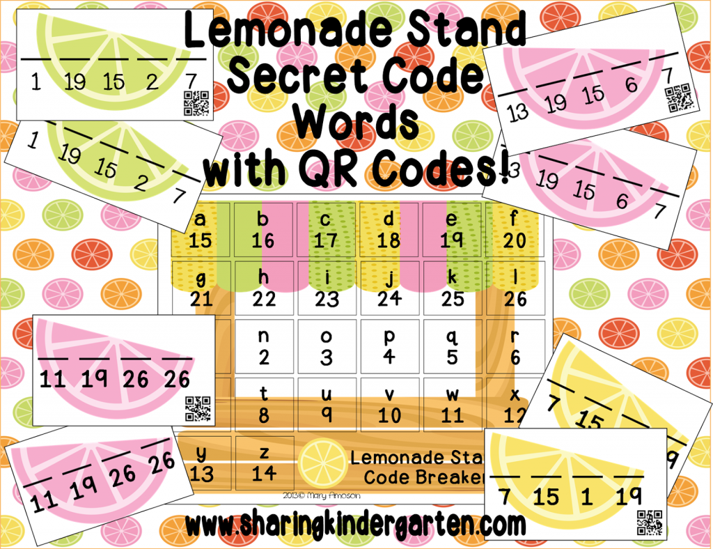 http://www.teacherspayteachers.com/Product/Lemonade-Stand-Secret-Code-Words-with-QR-Codes-650597