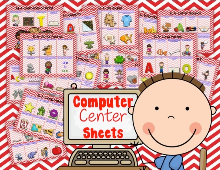 http://www.teacherspayteachers.com/Product/Computer-Center-Sheets-KindergartenELA-1295983