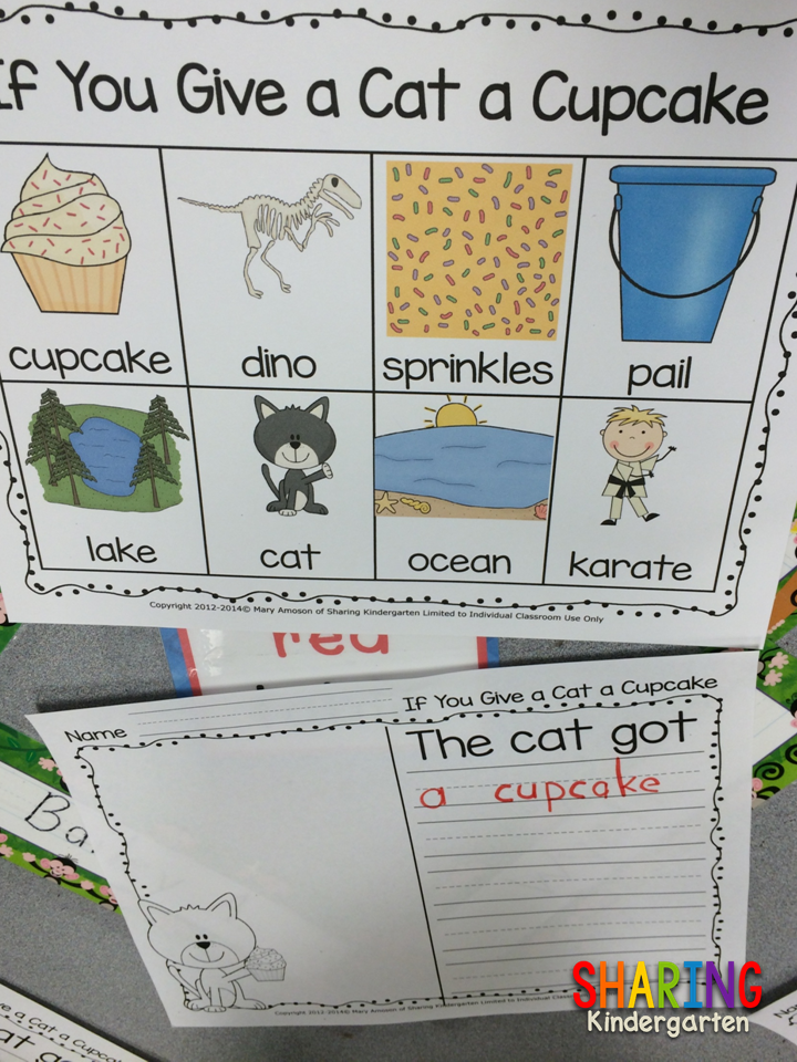 If You Give a Cat a Cupcake Word Wall and Writing Prompt