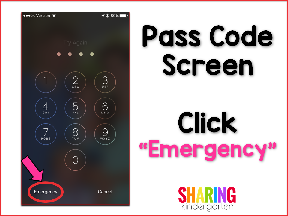 Pass Code Screen with the EMERGENCY icon