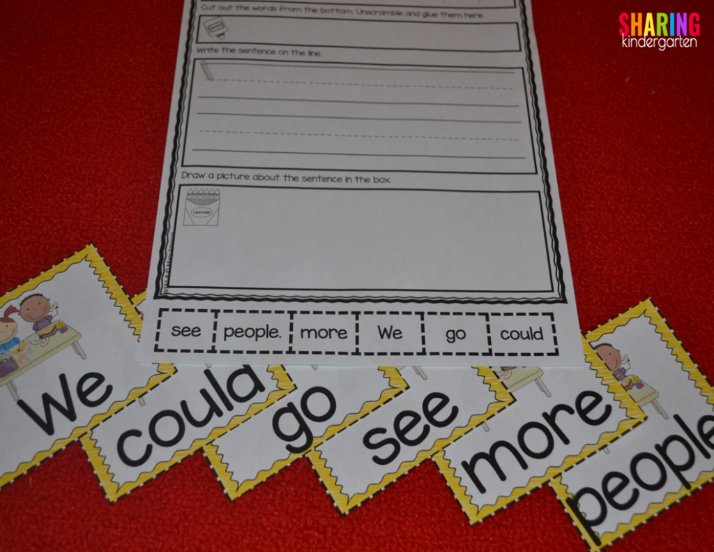 Sentence scrambles to help learn sight words