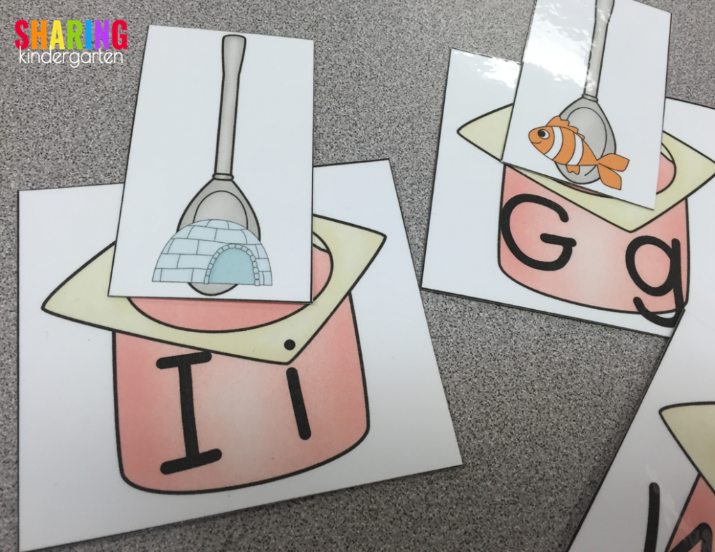 yogurt and spoon game for initial sounds