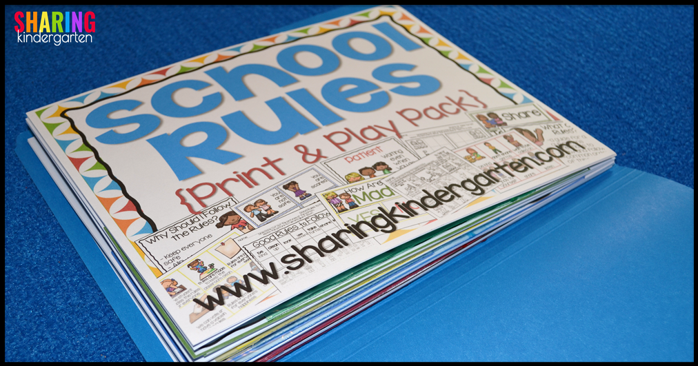 Easy PREP and Storage of School Rules Print and Play Pack: Kindergarten School Rules and Classroom Rules 