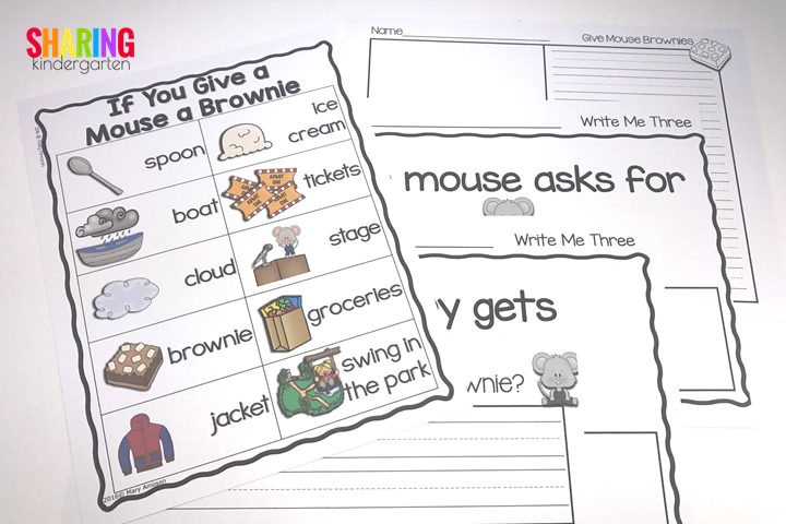 word wall and writing prompts for the book If You Give a Mouse a Brownie