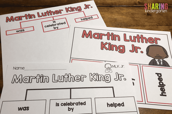 MLK Charts and printables for kindergarten