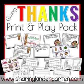 Giving Thanks Activities, Charts, and Lessons for Kindergarten and 1st Grade