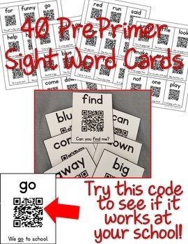QR Scan Learn Interactive Sight Word Book PrePrimer4 QR Scan & Learn PrePrimer
