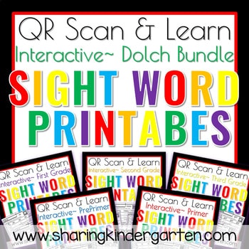 QR Scan LearnSight Word Printables Dolch Bundle Sight Word Printables | Dolch Bundle