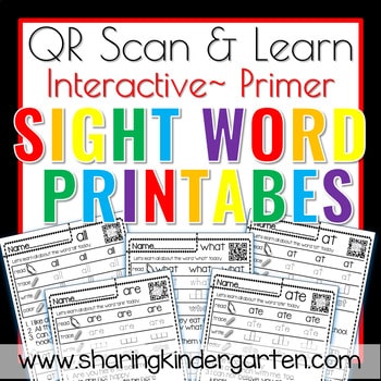 QR Scan LearnSight Word Printables Dolch Primer1 Sight Word Printables Dolch Primer