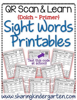 QR Scan LearnSight Word Printables Dolch Primer2 Sight Word Printables Dolch Primer