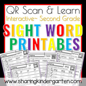 QR Scan & Learn~Sight Word Printables~ Dolch Second Grade