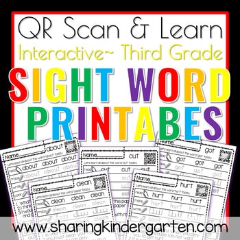 QR Scan LearnSight Word Printables Dolch Third Grade Sight Word Printables