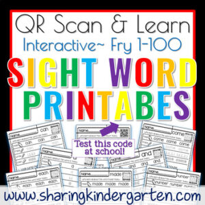 QR Scan & Learn Sight Word Printables Fry 1-100