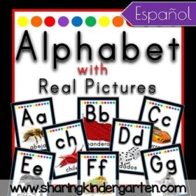 SPANISH Alphabet with Real Pictures Black Primary