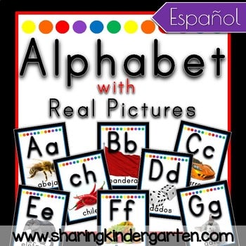 SPANISH Alphabet with Real Pictures Black Primary1 SPANISH Alphabet