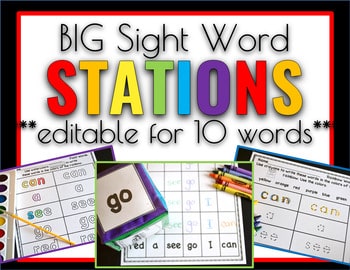 Sight Word Games Stations 10 Words at a time Editable Edition Sight Word Games