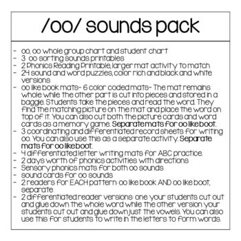 oo2 oo Phonics Pack