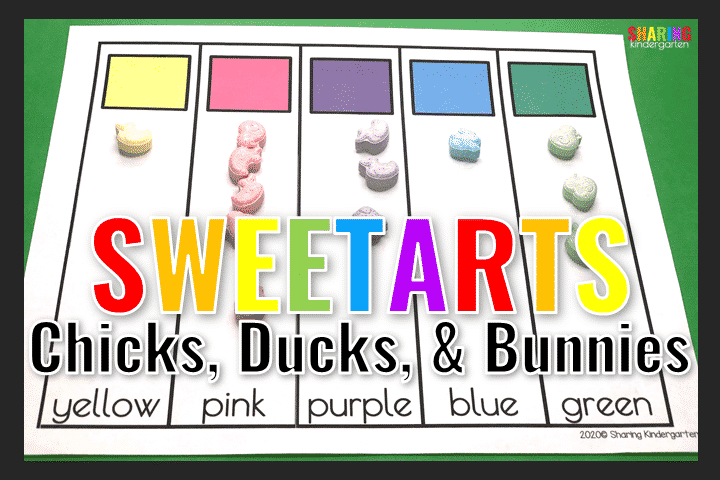 SweeTart Chicks, Ducks, and Bunnies ideas for Easter Themed Printables for Kindergarten