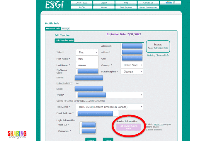 Here is how to get a student screen code using ESGI to assess students.
