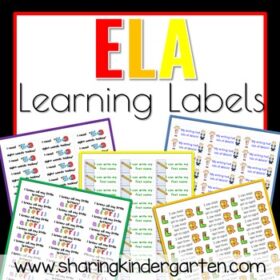 ELA Learning Labels- Kindergarten