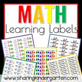 Math Learning Labels- Kindergarten (Word Doc)