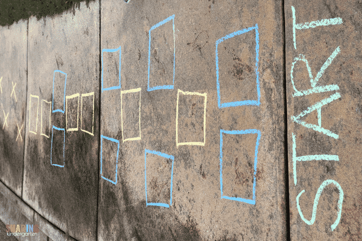 Wet recess ideas... chalk obstacle course.