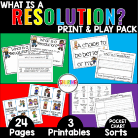 Resolution Print & Play, What is a Resolution? January Kindergarten