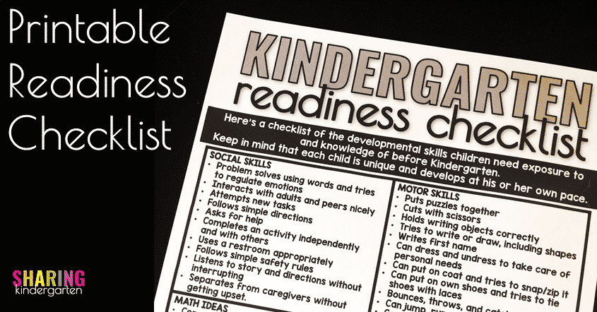 Printable Kindergarten Readiness Checklist