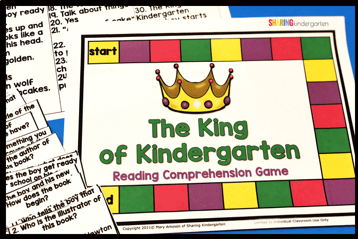 The King of Kindergarten reading comprehension game.