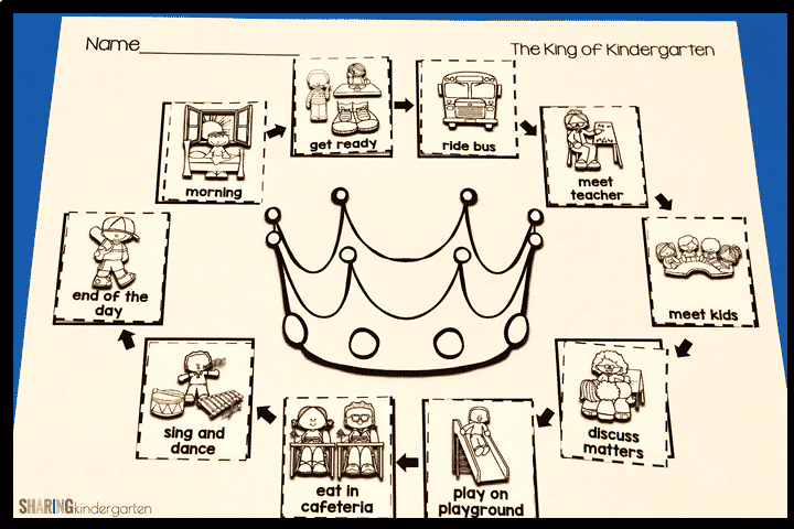 The King of Kindergarten printable sequencing sheet.