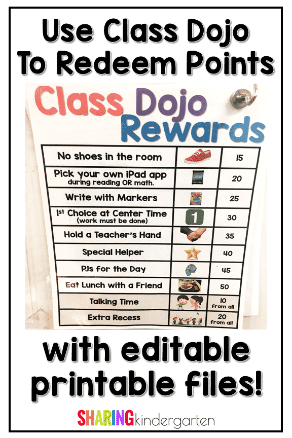 How to use class dojos to redeem points with editable printables files.