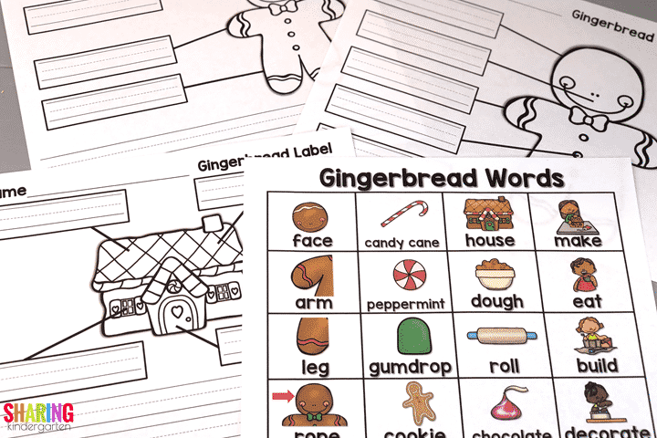 Gingerbread Writing Label & Write with word wall
