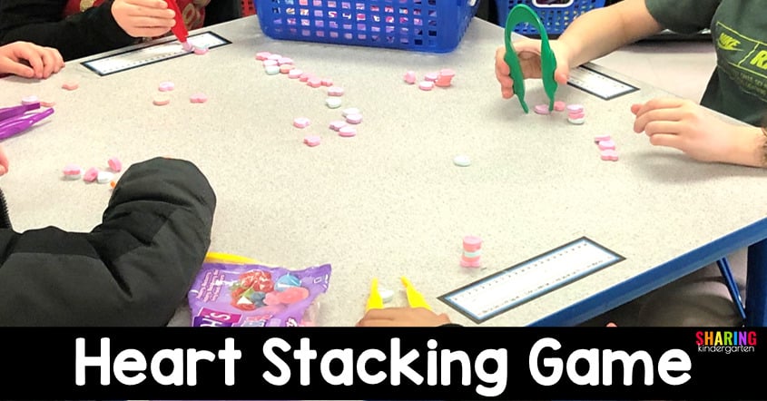 Want a simple valentine's class party idea? Check out this heart-stacking game.