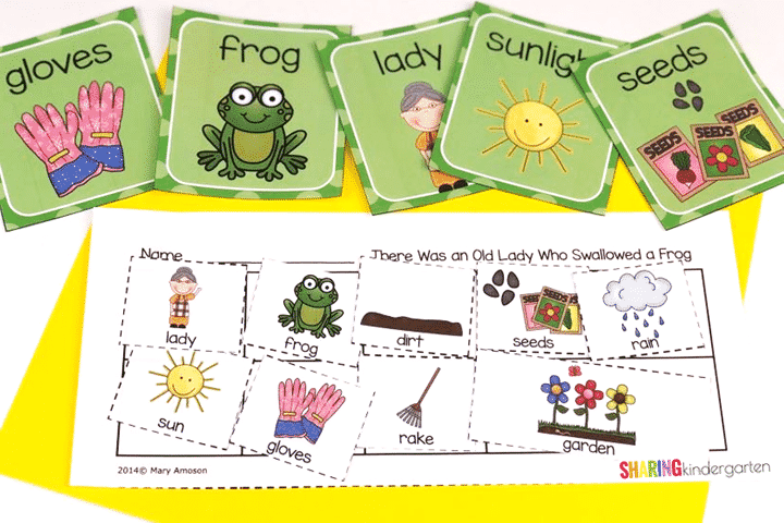 Sequencing cards for There Was an Old Lady Who Swallowed a Frog
