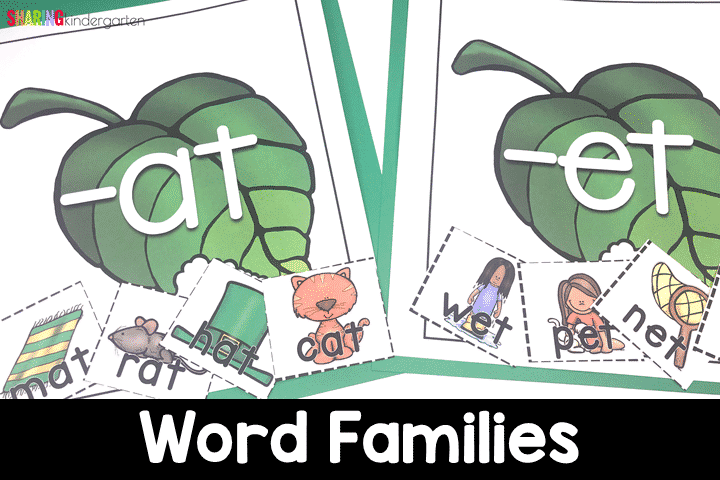 Rhyming Words activity using -at, -et, -it, -ot, and -ut family words.