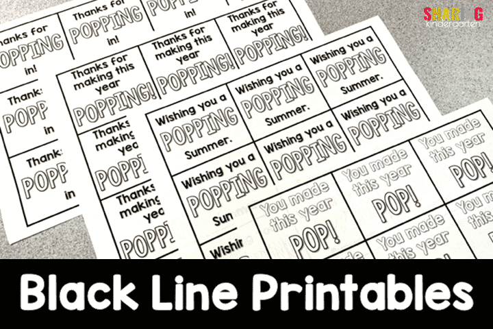 FREEBIE Popper tags with black line masters from Sharing Kindergarten.