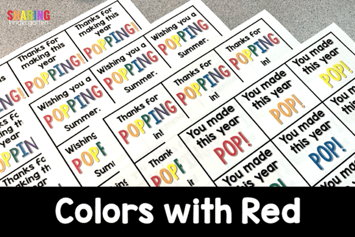 Popper tags with primary colors with red.