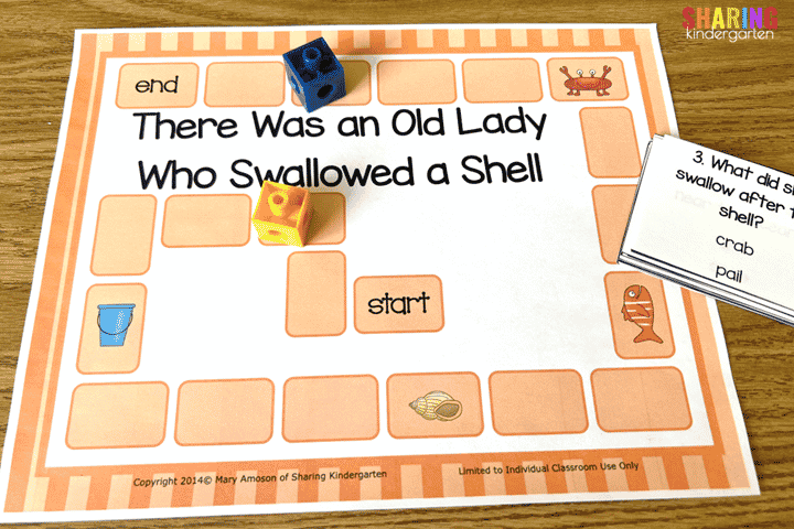 There was an Old Lady Who Swallowed a Shell reading comprehension game