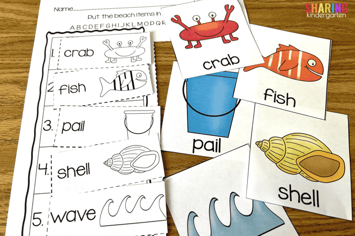 ABC order cards and printable for There was an Old Lady Who Swallowed a Shell