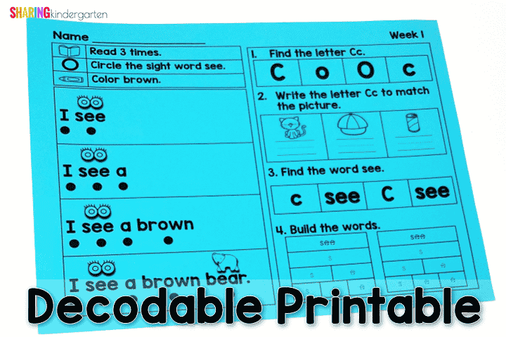 Kindergarten SOR Phonics Printables & decodables has decodables.