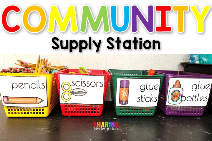 Community supply station in a Kindergarten Classroom