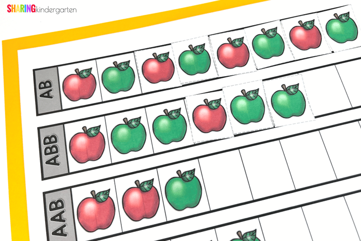Colorful apple patterns learning activity: Get Ready for Apple Week with Apple Activities