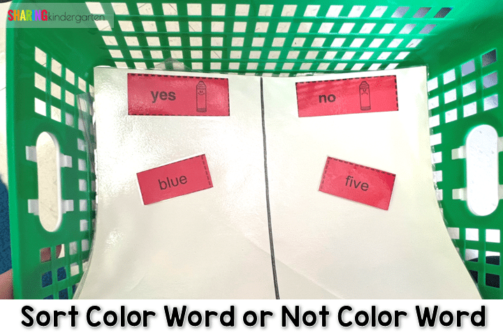 Sorting Color Words and Not Color Words