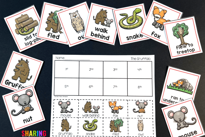 Sequencing cards and printable for The Gruffalo.