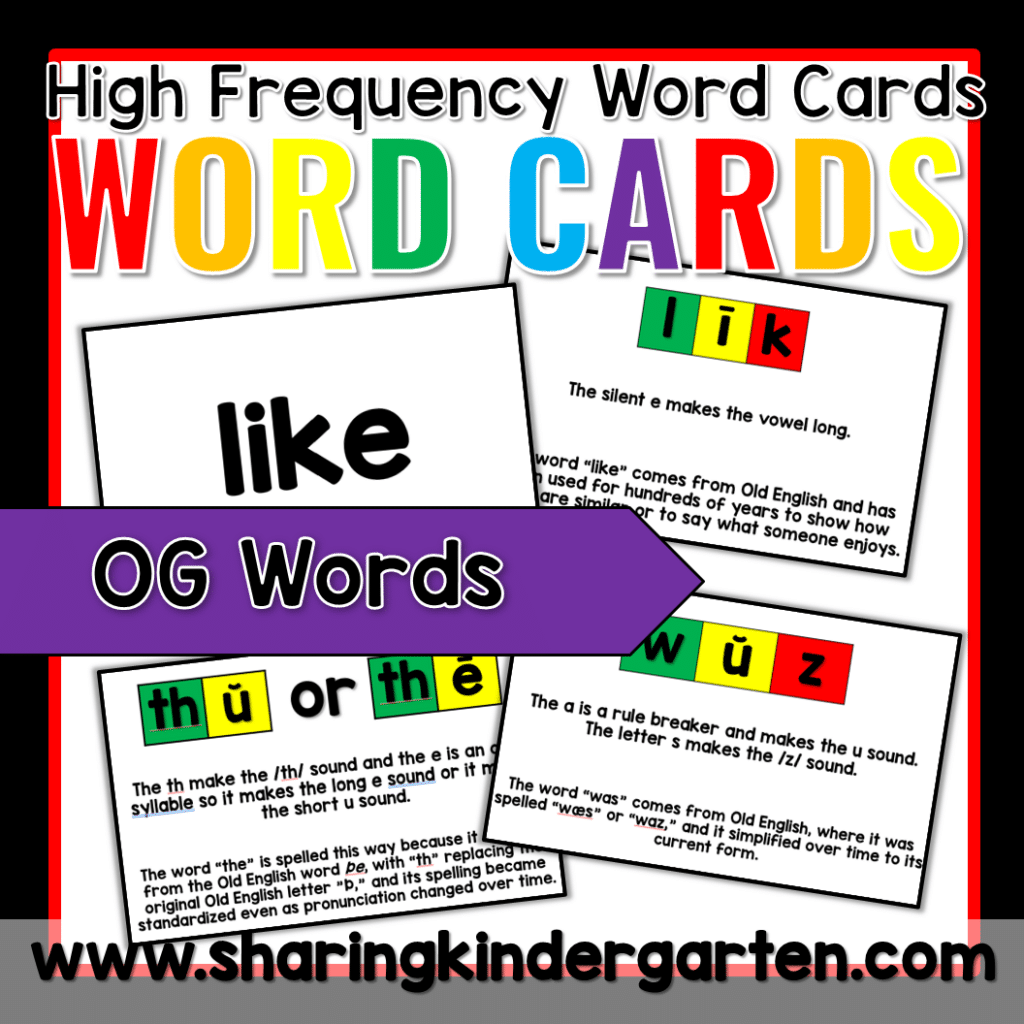High Frequency Words Irregular Words Heart Words Word Cards OG Words