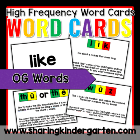 High Frequency Words Irregular Words Heart Words Word Cards OG Words