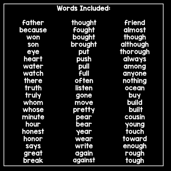 High Frequency Irregular Words with UFLI Heart Words Word Cards