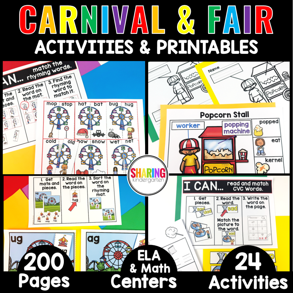 Carnival Themed Activities for Kindergarten | Literacy Centers, Math, & Writing