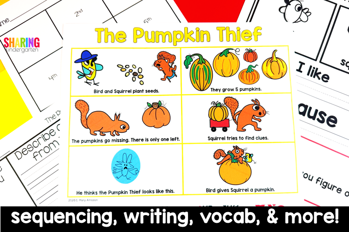 The Pumpkin Thief sequencing, writing, vocab, and more!